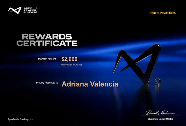 Certificado de pago de Adriana Valencia por $2,000, 2026-07-16