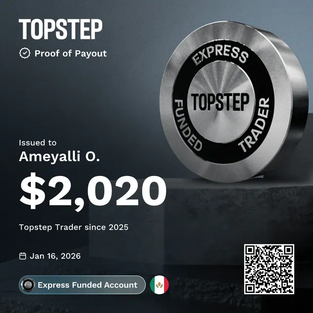 Comprobante de pago de Ameyalli Orea por $2,020 en Topstep, 2026-01-16