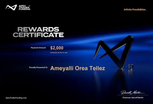 Comprobante de pago de Ameyalli Orea por $2,000 en Apex Trader Funding, 2026-04-01