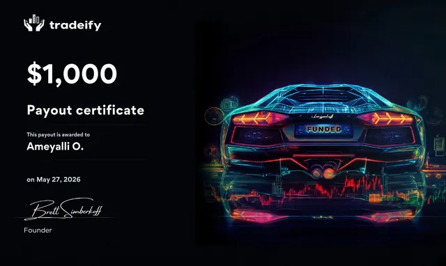 Comprobante de pago de Ameyalli Orea por $1,000 en Tradeify, 2026-05-27