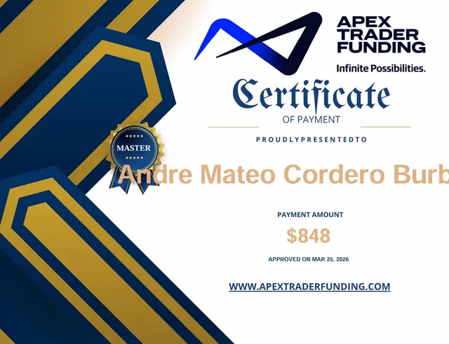 Certificado de pago de Andre Cordero por $848, 2026-03-25