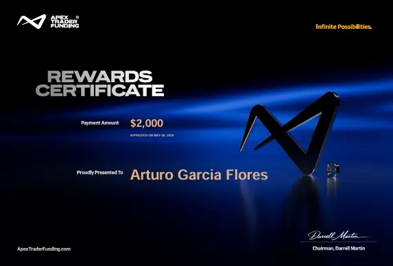 Certificado de pago de Arturo Garcia por $2,000, 2026-05-08