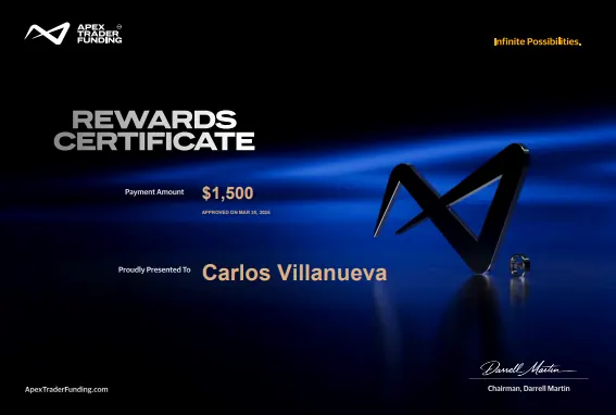 Comprobante de pago de Carlos Villanueva por $1,500, 2026-03-24