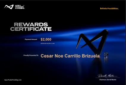 Comprobante de pago de Cesar Noe Carrillo por $2,000, 2026-04-21