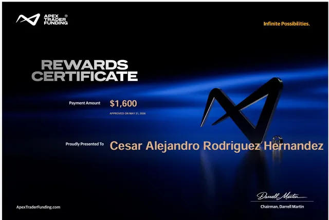 Certificado de pago de Cesar Rodriguez por $1,600, 2026-05-21