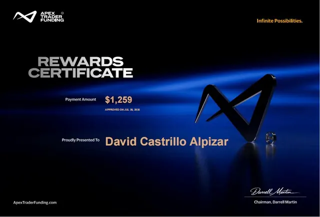 Certificado de pago de David Castrillo por $1,259, 2026-07-30