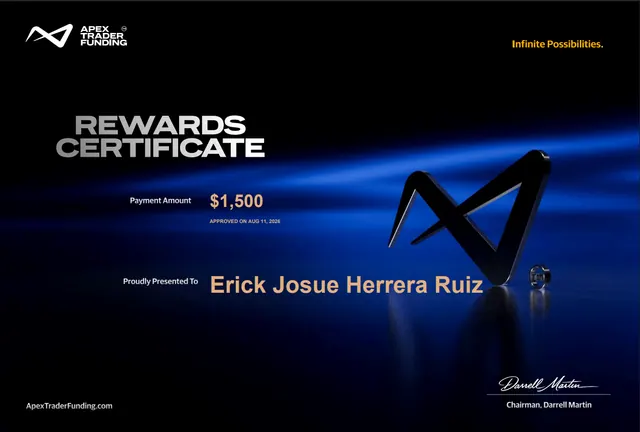 Certificado de pago de Erick Herrera por $1,500, 2026-08-11