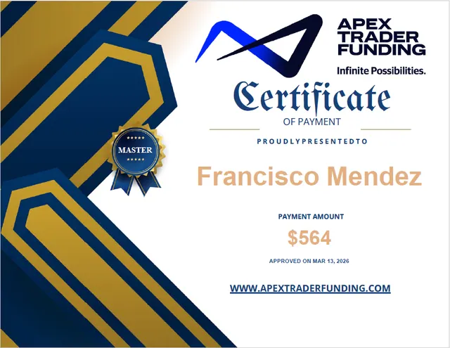 Certificado de pago de Francisco Mendez por $564, 2026-03-13