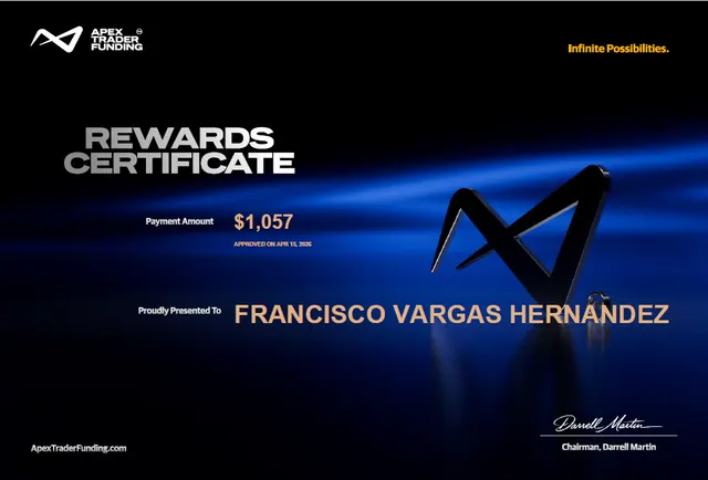 Certificado de pago de Francisco Vargas por $1,057, 2026-04-15
