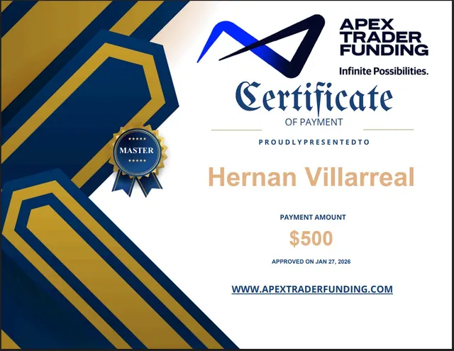 Comprobante de pago de Hernan Villareal por $500, 2026-01-27