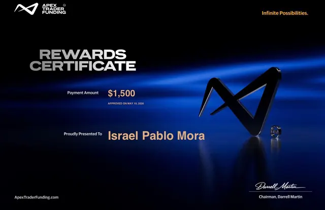Certificado de pago de Israel Mora por $1,500, 2026-05-19