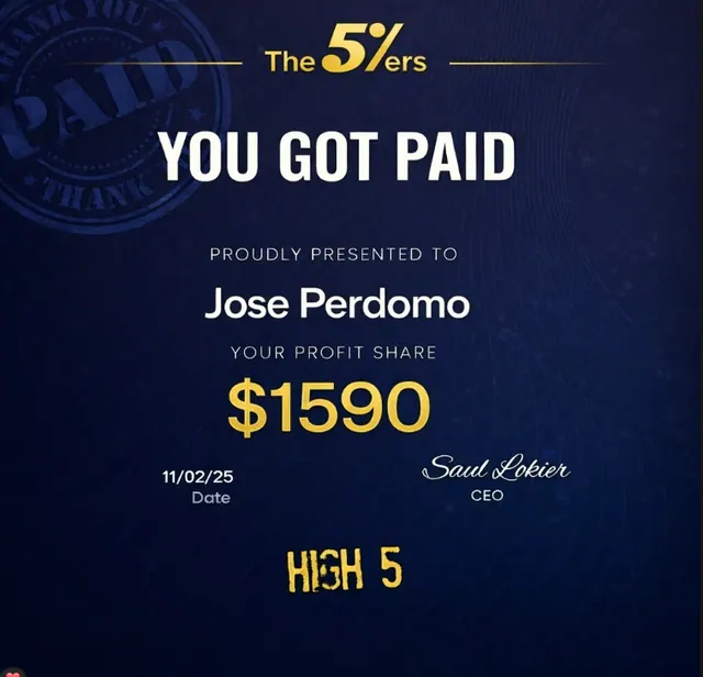 Comprobante de pago de Jose Perdomo por $1,590, 2026-02-13