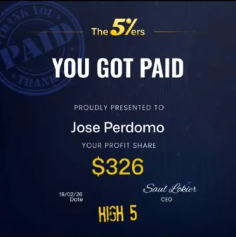 Comprobante de pago de Jose Perdomo por $326, 2026-02-18