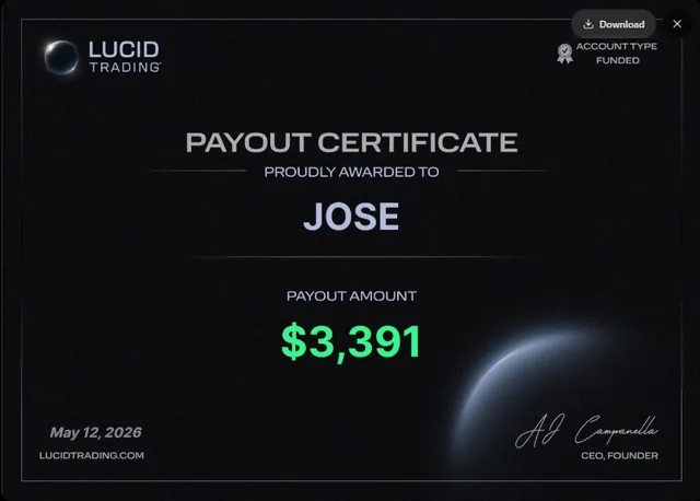 Comprobante de pago de Jose Perdomo por $3,391, 2026-05-12