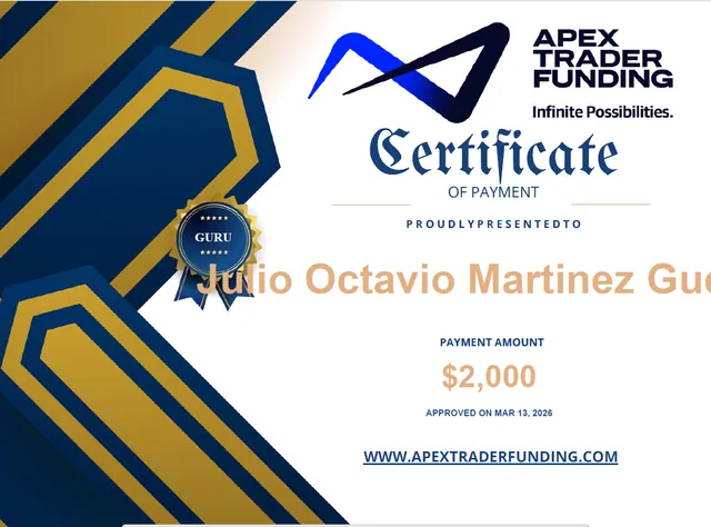 Certificado de pago de Julio Octavio por $2,000, 2026-03-13