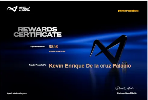 Comprobante de pago de Kevin de la Cruz por $858, 2026-03-27