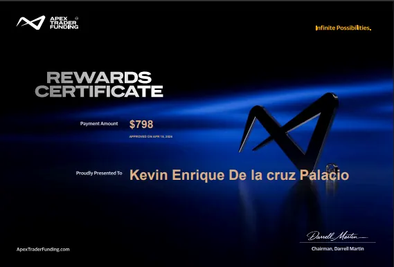Comprobante de pago de Kevin de la Cruz por $798, 2026-04-15