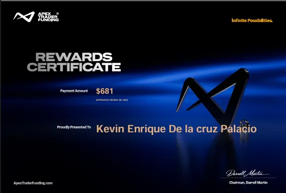 Comprobante de pago de Kevin de la Cruz por $681, 2026-05-08