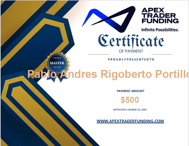 Comprobante de pago de Pablo Portillo por $500, 2026-03-20
