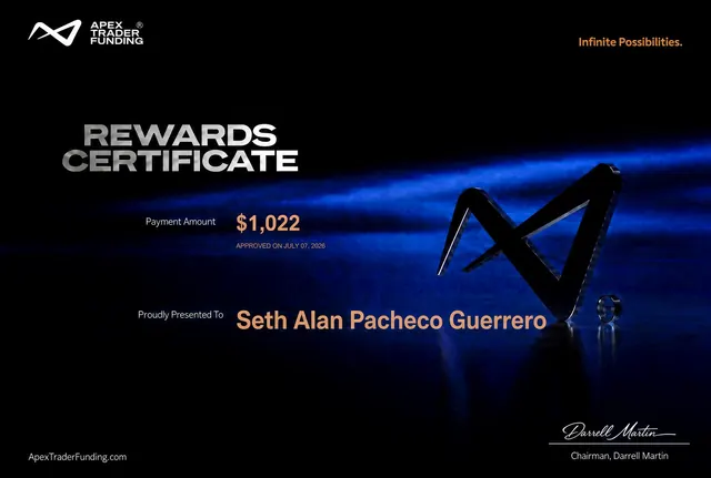 Comprobante de pago de Seth Pacheco por $1,022 en Apex Trader Funding, 2026-07-07