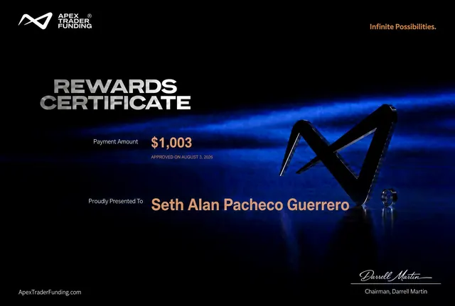 Comprobante de pago de Seth Pacheco por $1,003 en Apex Trader Funding, 2026-08-03