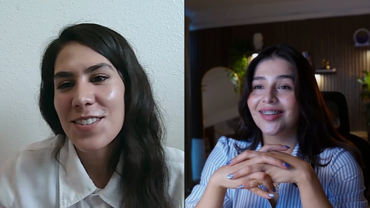 Ameyalli Orea conversando con Andrea Villalpando en su testimonio en video